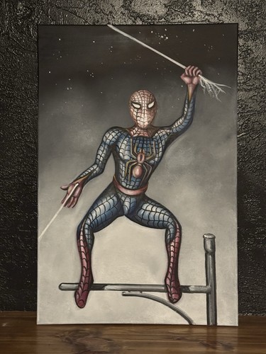 Quadro olio tela spider man - tela, spider-man